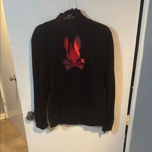 Psycho Bunny Black Hoodie with Red Logo